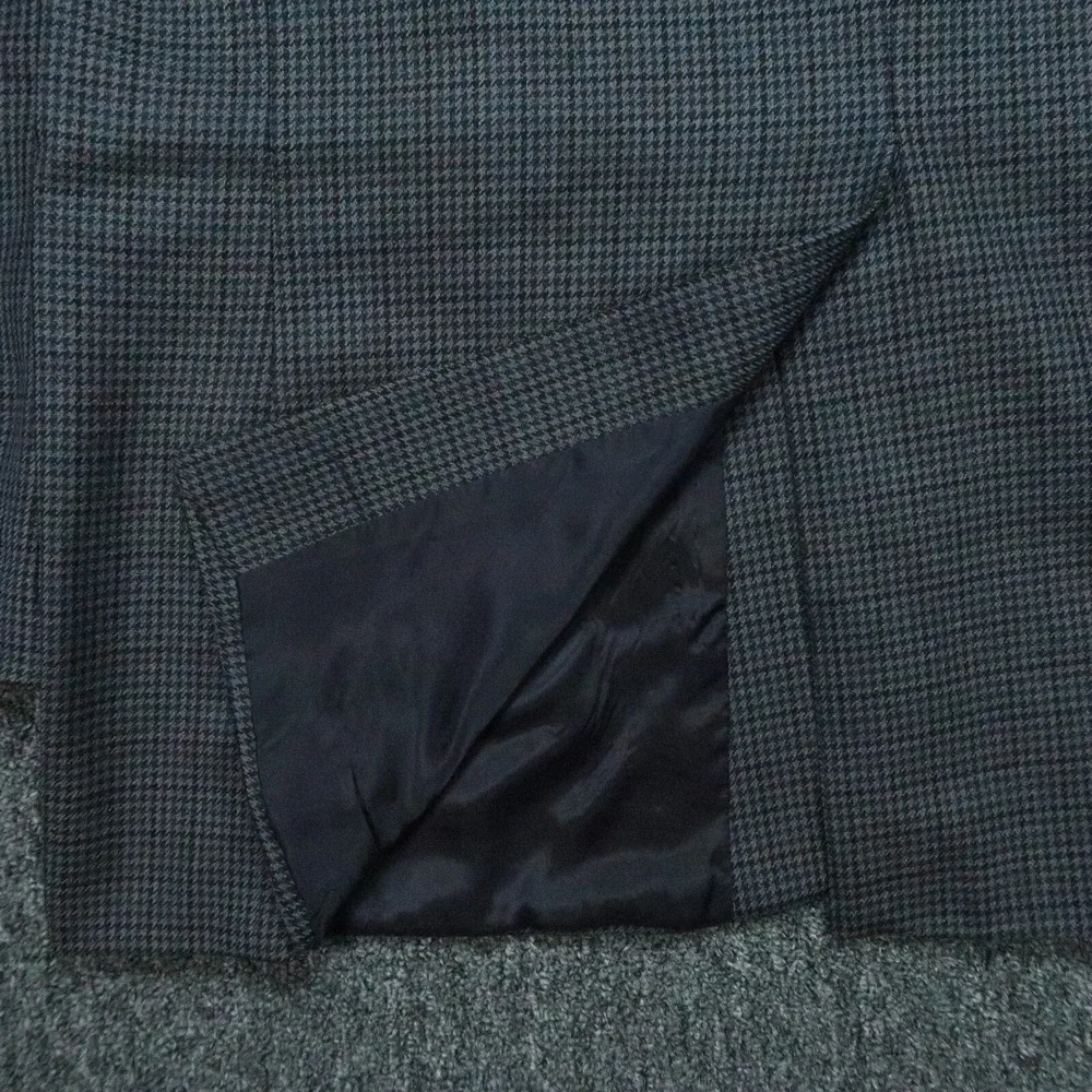 Lauren Ralph Lauren‎ Blazer Mens 44L Gray Blue Houndstooth Wool LRL Sport Coat